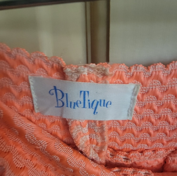 Misses sz M Blue Tique Neon Orange Rik Rak design Mini skirt - Picture 5 of 9